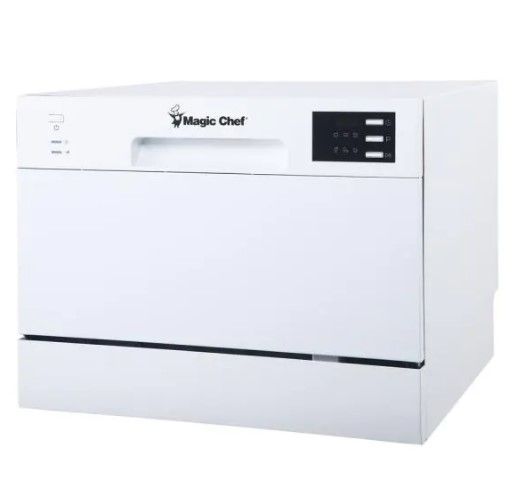 Photo 1 of 21 in. White Electronic Countertop 120-volt Dishwasher with 6-Cycles, 6 Place Settings Capacity
