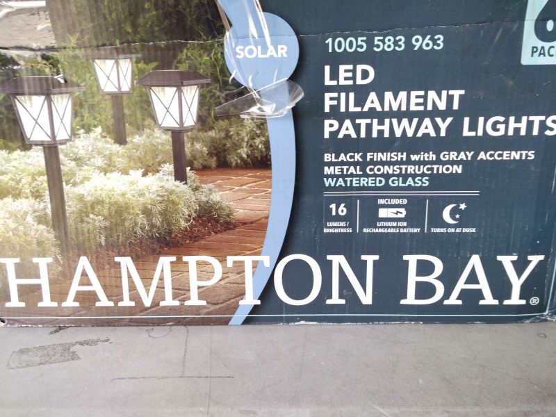 Photo 1 of 16 Lumens Solar 2-Tone Black & Grey LED Landscape Pathway Light Set Hampton Bay
