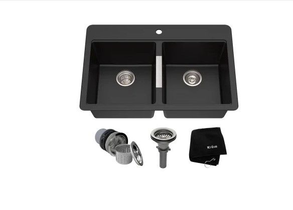 Photo 1 of 
Kraus
33" Double Basin Dual Mount (Drop In or Undermount) Granite Composite Kitchen Sink with 50/50 Split