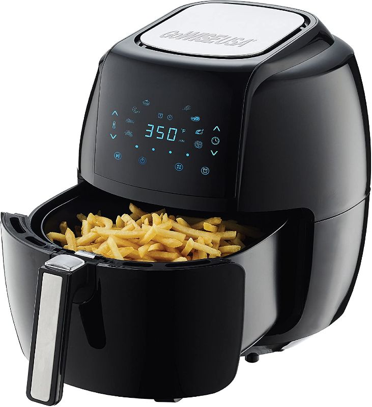 Photo 1 of 8-in-1 5.8 Qt. Black Electric Air Fryer with Recipe Book