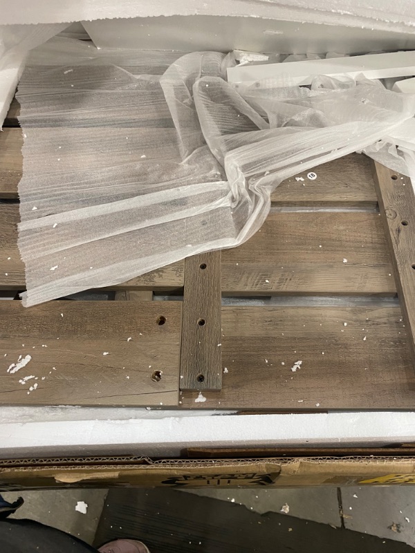 Photo 1 of 58" Farmhouse Sliding Slat Door TV Console - Grey Wash