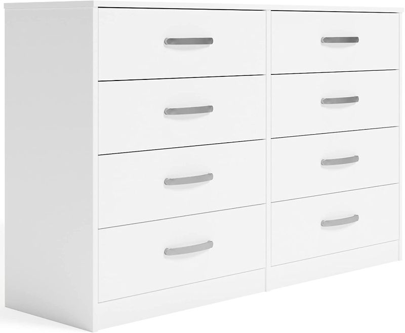 Photo 1 of **PARTS ONLY** Signature Design by Ashley Flannia Scandinavian Modern 8 Drawer Dresser, White 15.83"D x 52.72"W x 33.78"H

