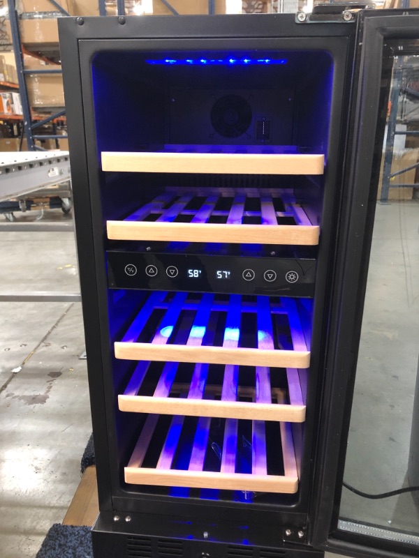 Photo 2 of Newair 15" Wine Cooler Refrigerator | 29 Bottle Capacity | Fridge Built-in Or Free Standing | Dual Zone Wine Fridge & NBC096BS00 Beverage Fridge, 96 Can, Black L: 22" x W: 15" x H: 33"
