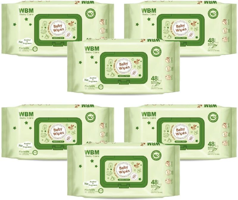 Photo 1 of WBM International Unscented Baby Wipes-6 Flip-Top Pack, 6 Pack, (288 Total)