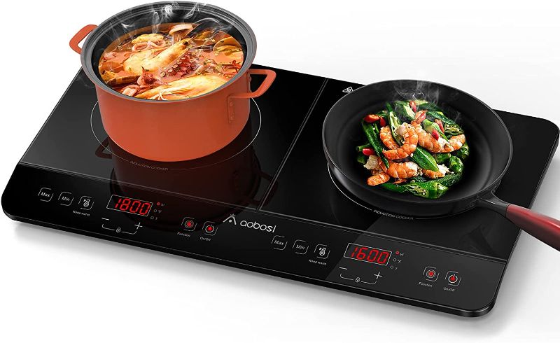 Photo 1 of Aobosi Induction Burner, Portable Double Induction Cooktop 1800W with Sensor Touch Contro