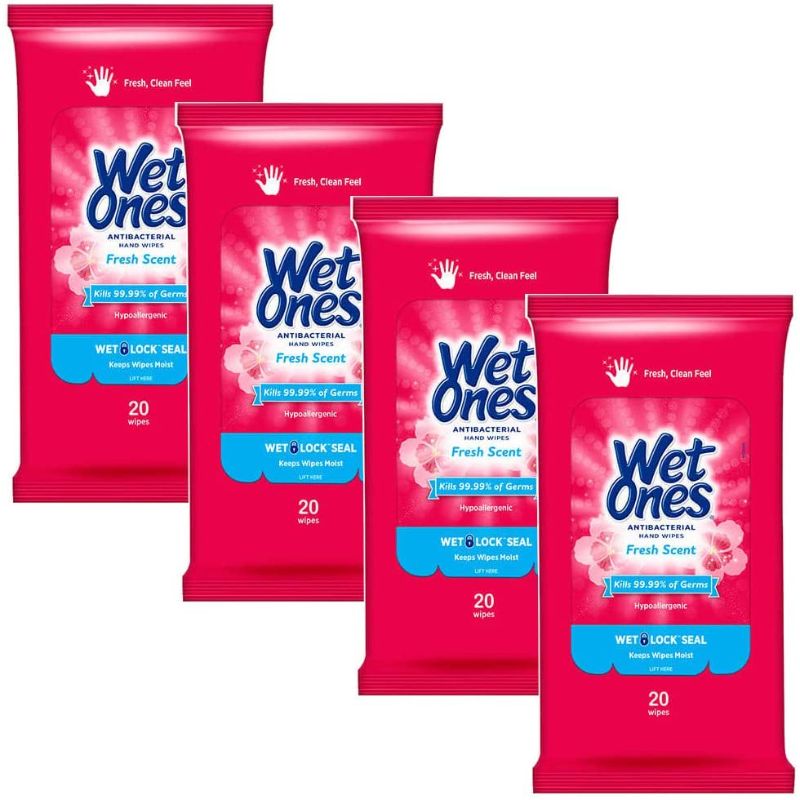 Photo 1 of 12 PACKS OF WET ONES Antibacterial Hand Wipes, Fresh Scent 20 ea 