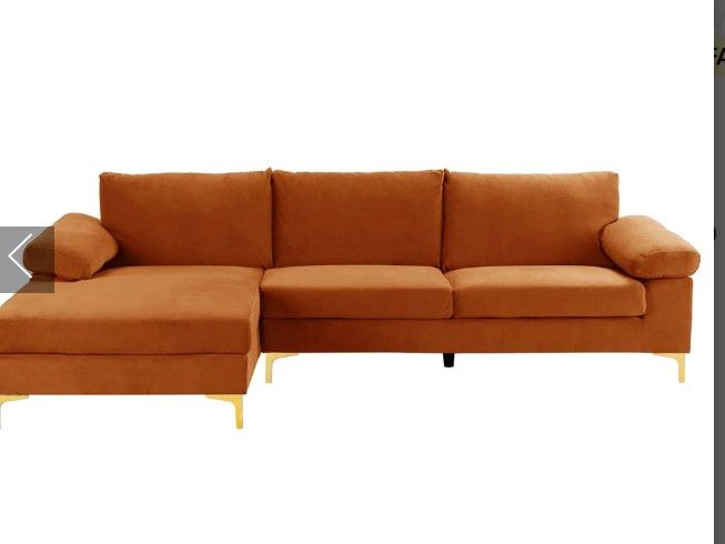 Photo 1 of ***INCOMPLETE //// BOX 2 OUT OF 2***
LARGE SECTIONAL SOFA WITH GOLD LEGS