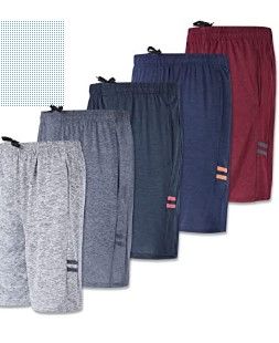 Photo 1 of 5-Pack Youth Dry-Fit Active Athletic Basketball Gym Shorts with Pockets Boys & Girls