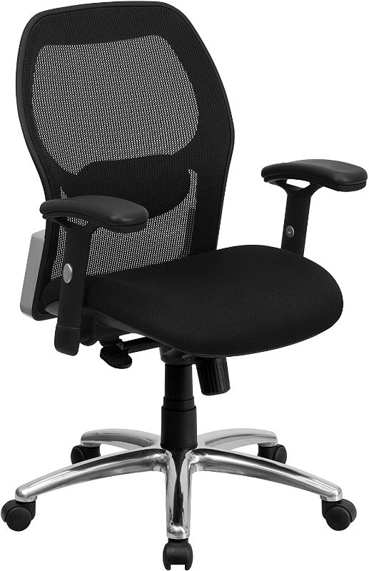 Photo 1 of ***PARTS ONLY***  NOT A COMPLETE ITEM
Flash Furniture Mid-Back Black Super Mesh Executive Swivel Office Chair with Knee Tilt Control and Adjustable Lumbar & Arms Product Dimensions	25"D x 27.25"W x 41.7"H