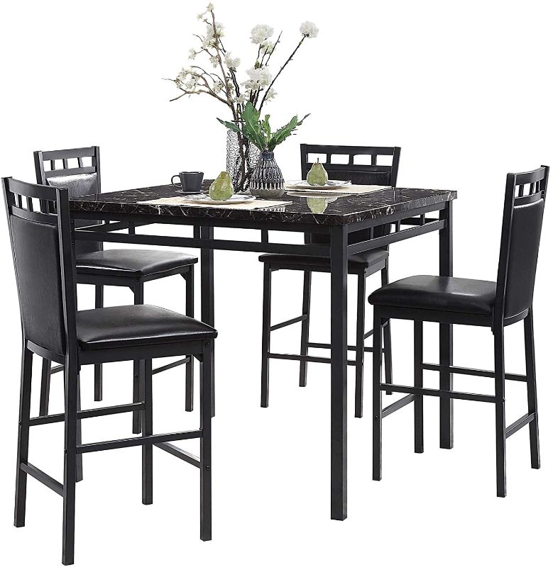 Photo 1 of ****MISSING MARBALE COUNTER ONLY CHAIRS AND LEGS****
Homelegance 5-Piece Pack Counter Height Dinette Set, Black 40 x 40 x 36 inches