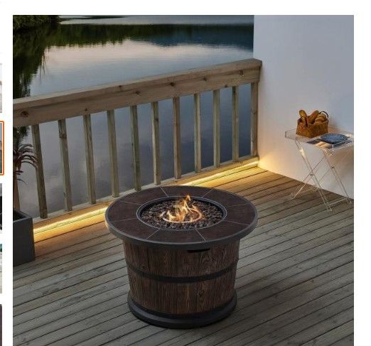 Photo 1 of 
Bromo 36 in. x 24 in. Round MGO Liquid Propane Fire Table in Distressed Brown