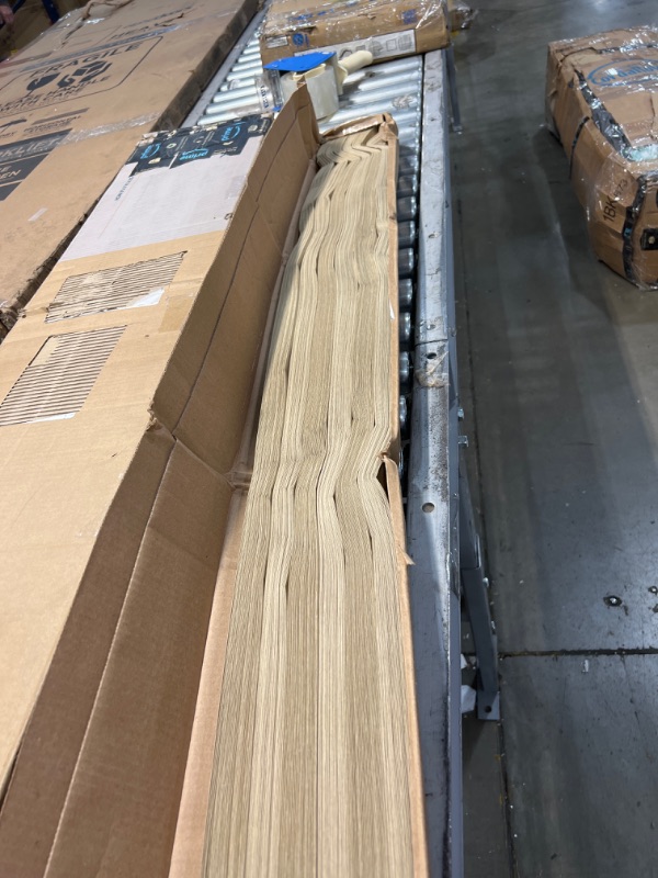 Photo 3 of Redi Shade Original Light Filtering Pleated Paper Shade, 48 in x 72 in, 6-pack, Natural 
COLOR TAN VINYL CORNER PROTECTER 4FT 
**NON REFUNDANLE** ** PAPER SHADE A LITTLE DAMAGE (FOLDED) & CORNER PROTECTOR BENT***