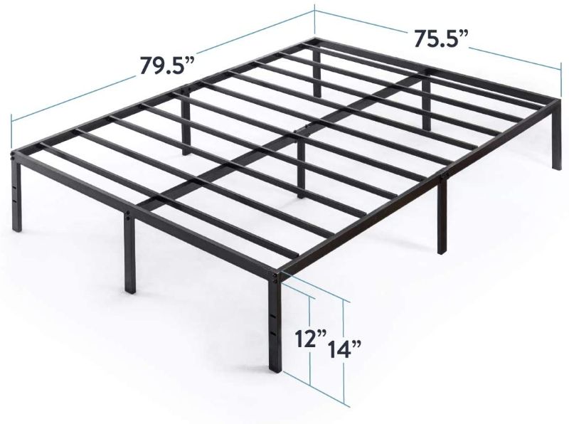 Photo 1 of  Mattress 14 Inch Metal Platform Beds W/ Heavy Duty Steel Slat Mattress Foundation (No Box Spring Needed), King Size, Black
