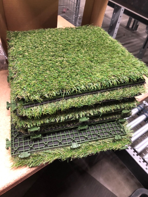 Photo 2 of 1 ft. x 1 ft. Artificial Grass Interlocking Tiles (9-Pack)
