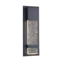 Photo 1 of 1-Light Black LED Integrated Outdoor Sconce Lantern Light with Seeded Glass