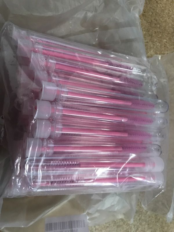 Photo 2 of **Stock picture is not the same ** 40 Pieces Disposable Eyebrow Brushes with Tubes Mascara Wand Tubes (Pink)
