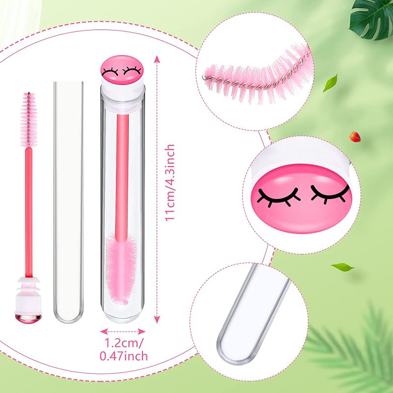 Photo 1 of **Stock picture is not the same ** 40 Pieces Disposable Eyebrow Brushes with Tubes Mascara Wand Tubes (Pink)
