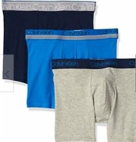 Photo 1 of Calvin Klein Men's Boxer Brief 3 Pack, New Navy, Grey Heather, Deep Sky Blue, M
