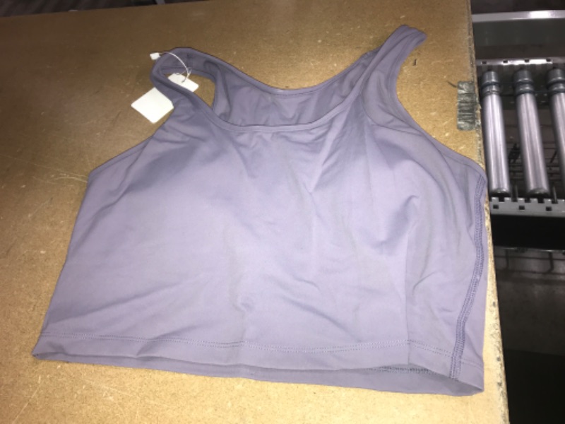 Photo 2 of Lemedy Women Workout Sports Bra Removable Padded Yoga Running Crop Tank Top, XXL, LAVENDER
