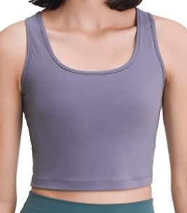 Photo 1 of Lemedy Women Workout Sports Bra Removable Padded Yoga Running Crop Tank Top, XXL, LAVENDER
