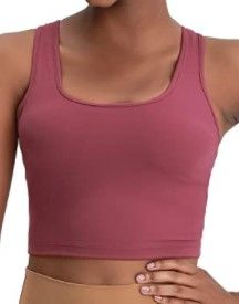 Photo 1 of Lemedy Women Workout Sports Bra Removable Padded Yoga Running Crop Tank Top, XXL, CRIMSON
