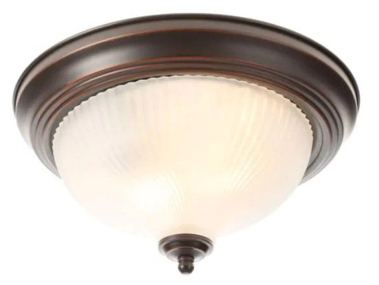 Photo 1 of  11 in. 2-Light Oil Rubbed Bronze Flush Mount
