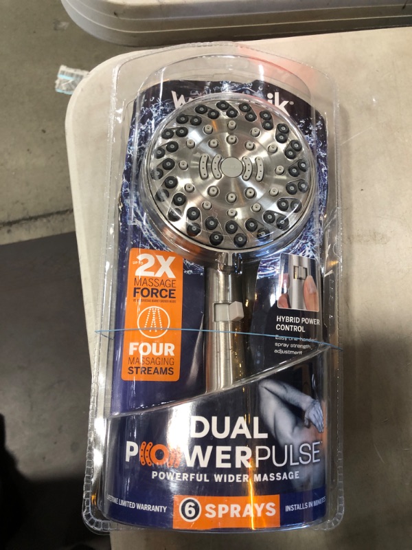 Photo 2 of 6-Spray Patterns 4.5 in. Single Wall Mount Adjustable Handheld Shower Head in Brushed Nickel