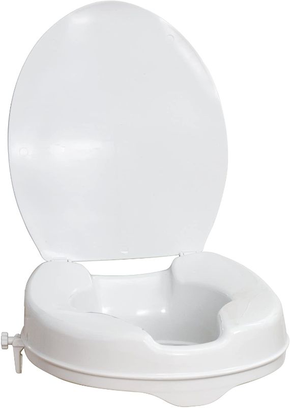 Photo 1 of AquaSense Raised Toilet Seat with Lid, White, 2.5 Inches 15.75 x 14.17 x 2.01 inches

