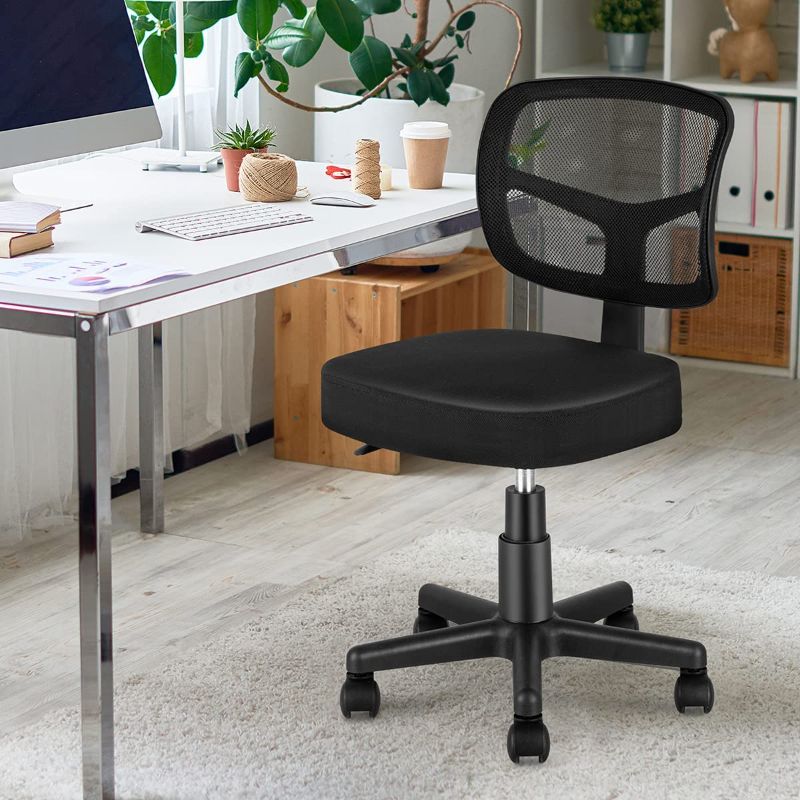 Photo 1 of Armless Task Office Chair,MOLENTS Small Desk Chair with Mesh Lumbar Support,Ergonomic Computer Chair No Arms,Adjustable Swivel Home Office Chair for Small Spaces,Easy Assembly,Mid Back,No Armrest
