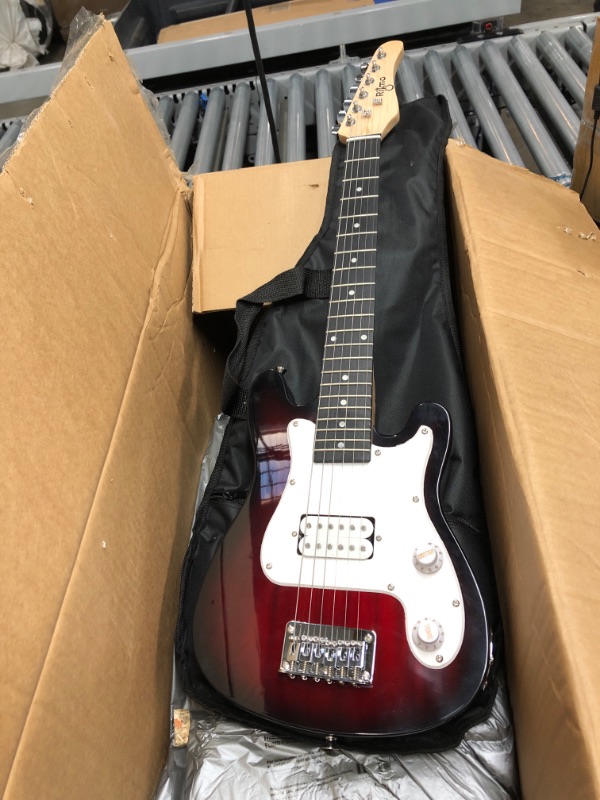 Photo 2 of  USED: Kids 30 Inch Electric Guitar and Amp Complete Bundle Kit for Beginners-Starter Set Includes 6 String Guitar, 20W Amplifier with Distortion, 2 Picks, Shoulder Strap, Tuner, Bag Case - Red
