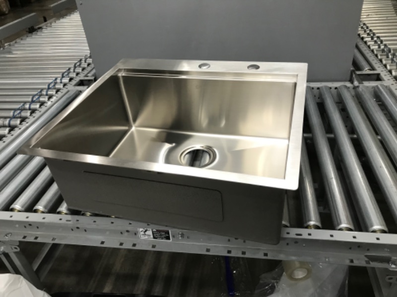 Photo 1 of 25 Inch Kitchen Sink - Lofeyo 25x22 Kitchen Sink Drop In Workstation Stainless Steel 16 Gauge Single Bowl Top Mount Kitchen Sink Basin
