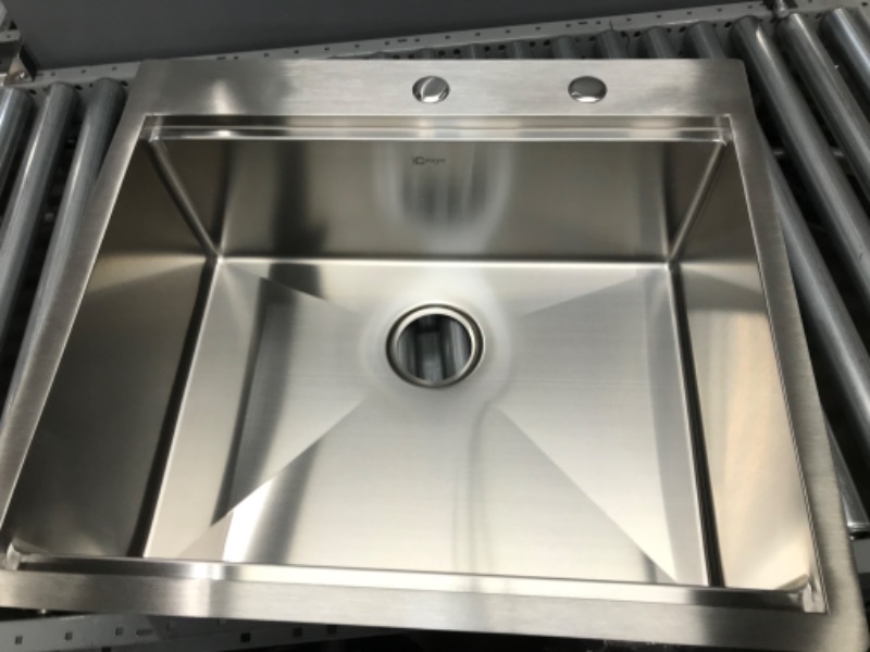 Photo 1 of 25 Inch Kitchen Sink - Lofeyo 25x22 Kitchen Sink Drop In Workstation Stainless Steel 16 Gauge Single Bowl Top Mount Kitchen Sink Basin
