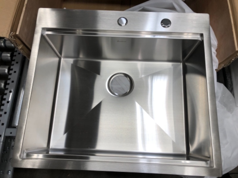 Photo 3 of 25 Inch Drop-in Workstation Kitchen Sink - Beslend 25"x22"x10" Stainless Steel Topmount 16 Gauge Single Bowl 10" Deep Kitchen Sink Basin with Accessories
