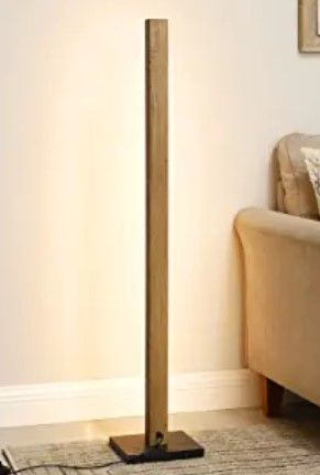 Photo 1 of EDISHINE Modern Wood Corner Floor Lamp, Slim Dimmable LED Atmosphere Lamp, Minimalist Standing Mood Lighting for Bedroom, Studio, Office, 3000K Warm Light, 46"