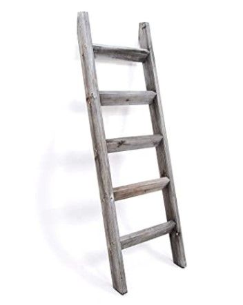 Photo 1 of *Stock photo similar to item*
Hallops Blanket Ladder 5 ft. Premium Wood Rustic Decorative Quilt Ladder. Gray White Vintage Wooden Decor. Blankets Holder Rack