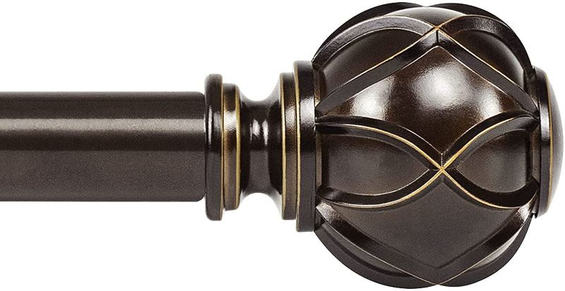 Photo 1 of 
KAMANINA 1 Inch Curtain Rod Telescoping Single Drapery Rod 36 to 72 Inches (3-6 Feet), Netted Texture Finials, Antique Bronze
