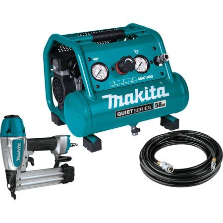 Photo 1 of "Makita MAC100QK1 1/2 HP 1 Gallon Compact Electric Compressor Nailer Combo Kit"
