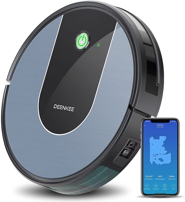 Photo 1 of Robot Vacuum, Deenkee WiFi/App/Alexa Robot Vacuum Cleaner,3-IN-1 and 120 Mins Runtime 6 Cleaning Modes,Smart Navigation & Sensor & Map,Self-Charging,Quiet &Slim,Ideal for Pet Hair, Hard Floors,Carpets
