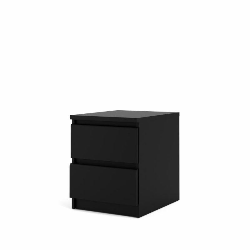 Photo 1 of BLACK WOODEN TWO DRAWER SIDE CABINET 