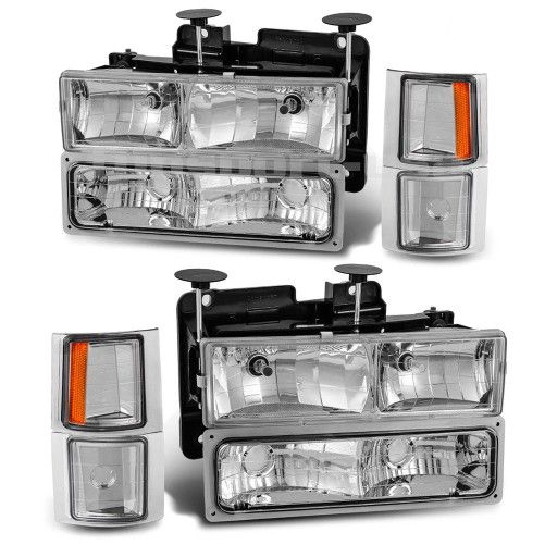 Photo 1 of 94-98 Chevy Pickup Projector + Corner Lights+ Side Lights Chrome Housing Headlights HA01010W01
