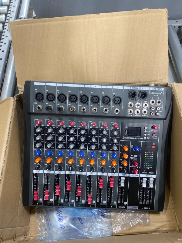 Photo 1 of ***INCOMPLETE*** 8 Channel Mixing Console Audio Mixer Bluetooth USB Live Studio Amplifier Mixer w/USB Drive for PC Recording Ac 110v 50hz 18w
