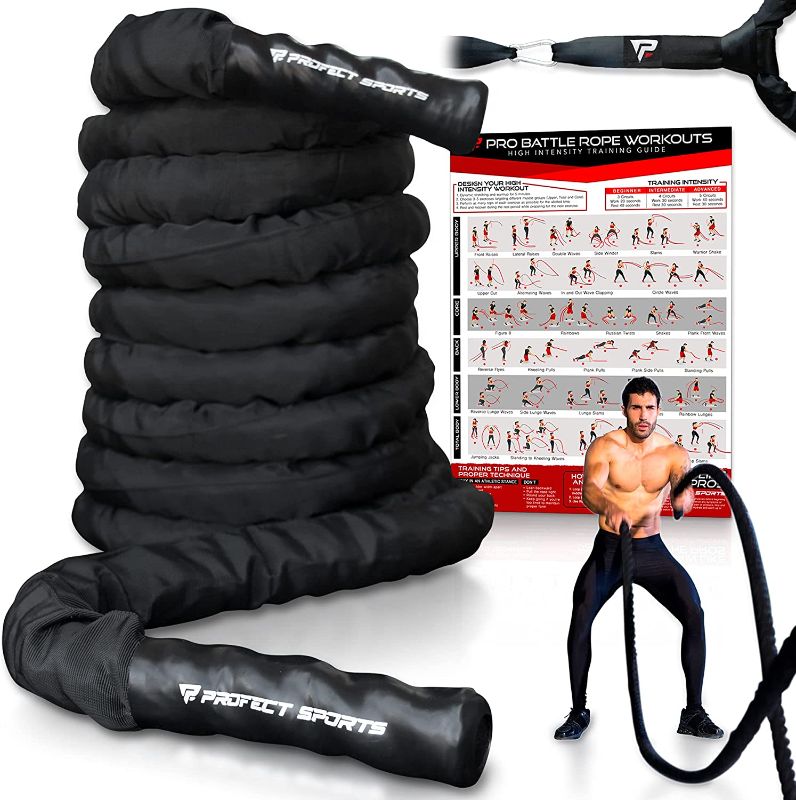 Photo 1 of ***USED*** Pro Battle Ropes with Anchor Strap Kit and Exercise Poster – Upgraded Durable Protective Sleeve 