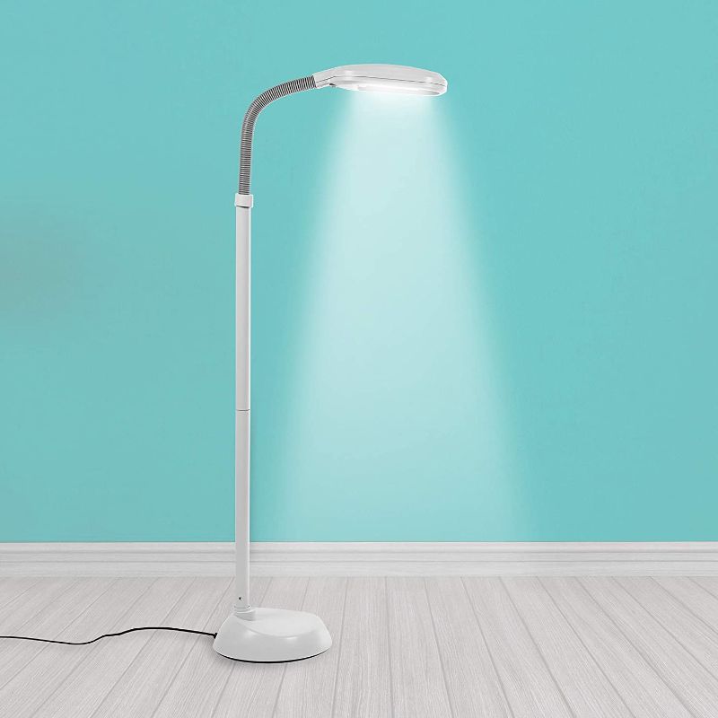 Photo 1 of **MISSING COMPONENTS** Kenley Natural Daylight Floor Lamp - Tall Reading Task Craft Light - 27W Full Spectrum White Bright Sunlight Standing Torchiere for Living Room, Bedroom or Office - Adjustable Gooseneck Arm - Gray
