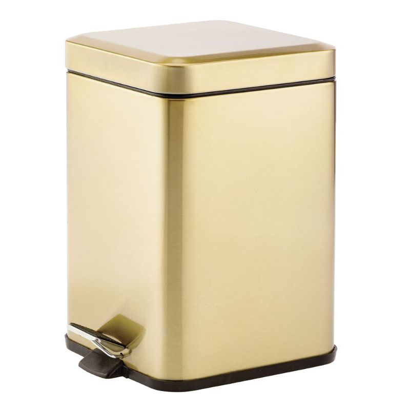 Photo 1 of Modern 6 Liter Metal Step Trash Can Garbage Bin in Soft Brass, 8" X 8" X 11.6", by MDesign
