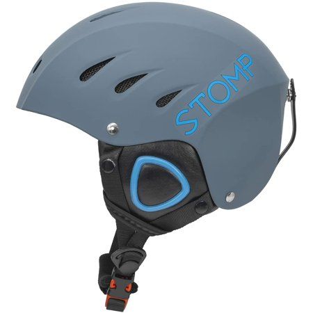 Photo 1 of STOMP Ski & Snowboarding Snow Sports Helmet with Build-in Pocket in Ear Pads for Wireless Drop-in Headphone (Matte Blue, Medium)
