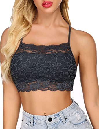 Photo 1 of Avidlove Lace Bralette for Women High Neck Camisoles Racerback Double-Layered Crop Top Grey
X - Large