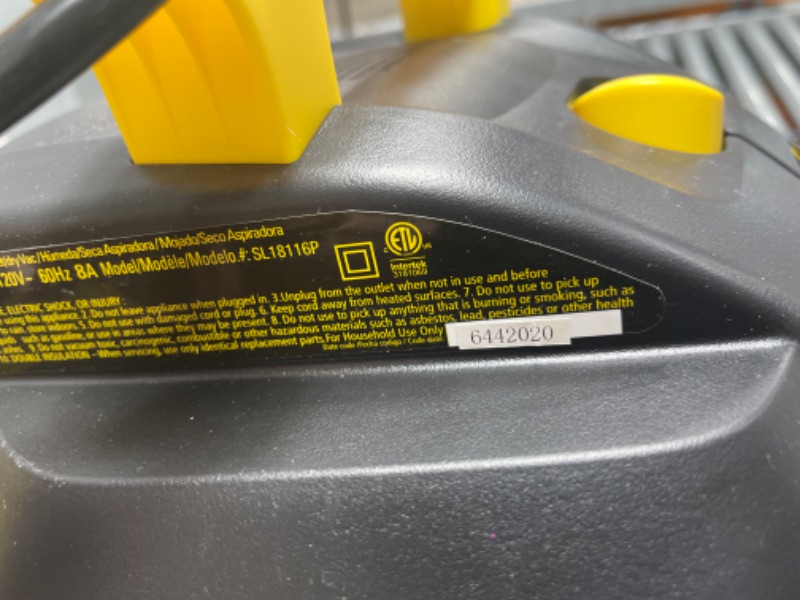 Photo 3 of Stanley 6 gal. Poly 4-Peak HP Wet/Dry Vacuum SL18116P