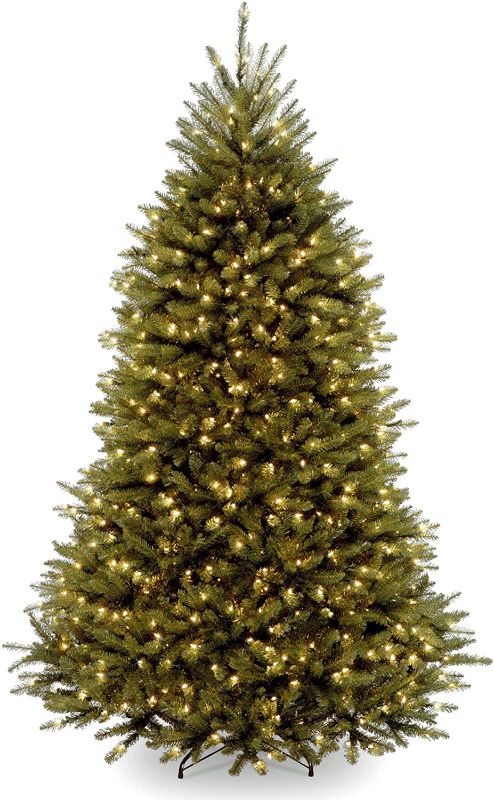 Photo 1 of National Tree Company Pre-Lit Artificial Full Christmas Tree, Green, Dunhill Fir, White Lights, Includes Stand, 6 Feet
