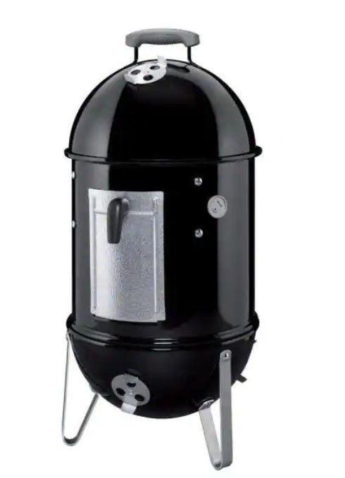 Photo 1 of 14 in. Smokey Mountain Cooker Smoker in Black with Cover and Built-In Thermometer
