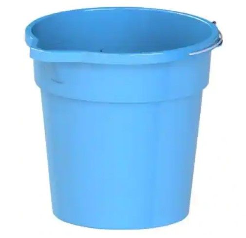 Photo 1 of 14 Qt. Blue Round Plastic Bucket with Steel Handle
